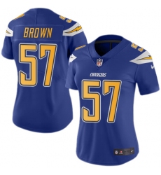 Women's Nike Los Angeles Chargers #57 Jatavis Brown Limited Electric Blue Rush Vapor Untouchable NFL Jersey