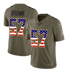 Youth Nike Los Angeles Chargers #57 Jatavis Brown Limited Olive/USA Flag 2017 Salute to Service NFL Jersey