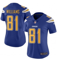 Women's Nike Los Angeles Chargers #12 Mike Williams Limited Electric Blue Rush Vapor Untouchable NFL Jersey
