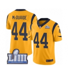 Youth Nike Los Angeles Rams #44 Jacob McQuaide Limited Gold Rush Vapor Untouchable Super Bowl LIII Bound NFL Jersey