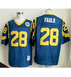 Men's Los Angeles Rams #28 Marshall Faulk Royal Throwback Football Stitched Jersey