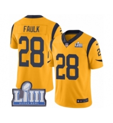 Men's Nike Los Angeles Rams #28 Marshall Faulk Limited Gold Rush Vapor Untouchable Super Bowl LIII Bound NFL Jersey