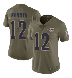 Women's Nike Los Angeles Rams #12 Joe Namath Limited Olive 2017 Salute to Service NFL Jersey