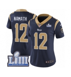 Women's Nike Los Angeles Rams #12 Joe Namath Navy Blue Team Color Vapor Untouchable Limited Player Super Bowl LIII Bound NFL Jersey