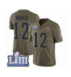 Youth Nike Los Angeles Rams #12 Joe Namath Limited Olive 2017 Salute to Service Super Bowl LIII Bound NFL Jersey