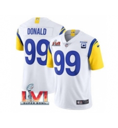 Men's Los Angeles Rams #99 Aaron Donald White 2022 With C Patch Super Bowl LVI Vapor Limited Jersey