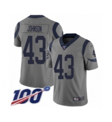 Men's Los Angeles Rams #43 John Johnson Limited Gray Inverted Legend 100th Season Football Jersey