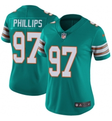 Women's Nike Miami Dolphins #97 Jordan Phillips Aqua Green Alternate Vapor Untouchable Limited Player NFL Jersey