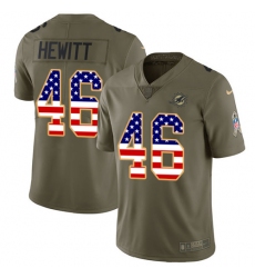 Men's Nike Miami Dolphins #46 Neville Hewitt Limited Olive/USA Flag 2017 Salute to Service NFL Jersey