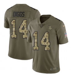 Men's Nike Minnesota Vikings #14 Stefon Diggs Limited Olive/Camo 2017 Salute to Service NFL Jersey