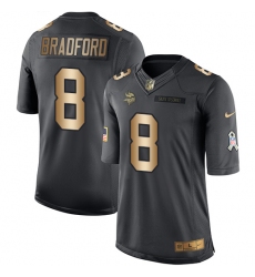 Men's Nike Minnesota Vikings #8 Sam Bradford Limited Black/Gold Salute to Service NFL Jersey