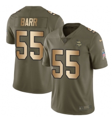 Men's Nike Minnesota Vikings #55 Anthony Barr Limited Olive/Gold 2017 Salute to Service NFL Jersey