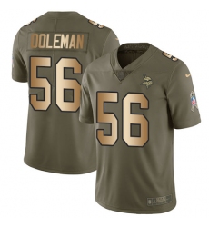 Men's Nike Minnesota Vikings #56 Chris Doleman Limited Olive/Gold 2017 Salute to Service NFL Jersey