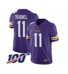 Men's Minnesota Vikings #11 Laquon Treadwell Purple Team Color Vapor Untouchable Limited Player 100th Season Football Jersey