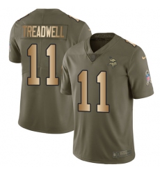 Youth Nike Minnesota Vikings #11 Laquon Treadwell Limited Olive/Gold 2017 Salute to Service NFL Jersey