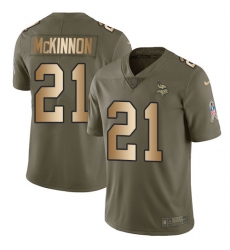 Men's Nike Minnesota Vikings #21 Jerick McKinnon Limited Olive/Gold 2017 Salute to Service NFL Jersey