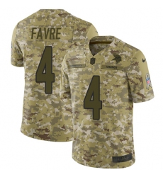 Youth Nike Minnesota Vikings #4 Brett Favre Limited Camo 2018 Salute to Service NFL Jersey