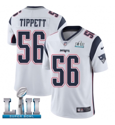 Men's Nike New England Patriots #56 Andre Tippett White Vapor Untouchable Limited Player Super Bowl LII NFL Jersey