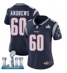 Women's Nike New England Patriots #60 David Andrews Navy Blue Team Color Vapor Untouchable Limited Player Super Bowl LII NFL Jersey