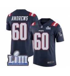 Youth Nike New England Patriots #60 David Andrews Limited Navy Blue Rush Vapor Untouchable Super Bowl LIII Bound NFL Jersey