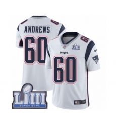 Youth Nike New England Patriots #60 David Andrews White Vapor Untouchable Limited Player Super Bowl LIII Bound NFL Jersey