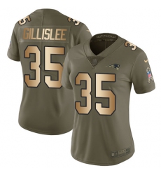 Women's Nike New England Patriots #35 Mike Gillislee Limited Olive/Gold 2017 Salute to Service NFL Jersey