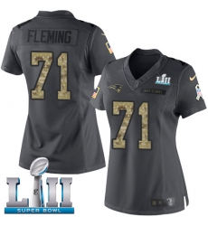 Women's Nike New England Patriots #71 Cameron Fleming Limited Black 2016 Salute to Service Super Bowl LII NFL Jersey
