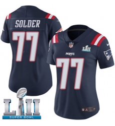 Women's Nike New England Patriots #77 Nate Solder Limited Navy Blue Rush Vapor Untouchable Super Bowl LII NFL Jersey