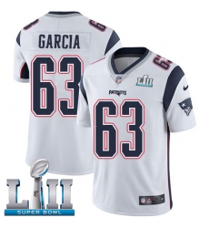 Men's Nike New England Patriots #63 Antonio Garcia White Vapor Untouchable Limited Player Super Bowl LII NFL Jersey