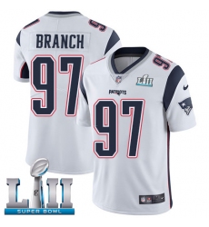 Men's Nike New England Patriots #97 Alan Branch White Vapor Untouchable Limited Player Super Bowl LII NFL Jersey