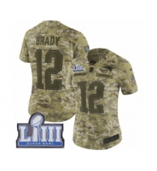 Women's Nike New England Patriots #12 Tom Brady Limited Camo 2018 Salute to Service Super Bowl LIII Bound NFL Jersey