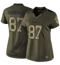 Women's Nike New England Patriots #87 Rob Gronkowski Elite Green Salute to Service NFL Jersey