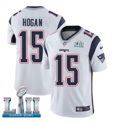 Youth Nike New England Patriots #15 Chris Hogan White Vapor Untouchable Limited Player Super Bowl LII NFL Jersey