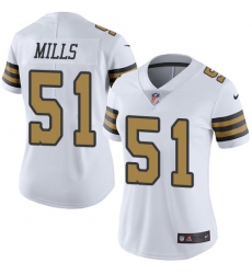 Women's Nike New Orleans Saints #51 Sam Mills Limited White Rush Vapor Untouchable NFL Jersey
