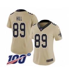 Women's New Orleans Saints #89 Josh Hill Limited Gold Inverted Legend 100th Season Football Jersey