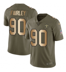 Men's Nike New Orleans Saints #90 Nick Fairley Limited Olive/Gold 2017 Salute to Service NFL Jersey