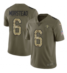 Youth Nike New Orleans Saints #6 Thomas Morstead Limited Olive/Camo 2017 Salute to Service NFL Jersey