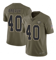Men's Nike New Orleans Saints #40 Delvin Breaux Limited Olive 2017 Salute to Service NFL Jersey