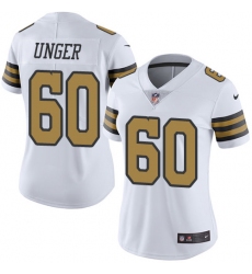Women's Nike New Orleans Saints #60 Max Unger Limited White Rush Vapor Untouchable NFL Jersey
