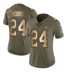 Women's Nike New Orleans Saints #24 Sterling Moore Limited Olive/Gold 2017 Salute to Service NFL Jersey