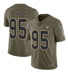 Youth Nike New Orleans Saints #95 Tyeler Davison Limited Olive 2017 Salute to Service NFL Jersey