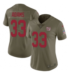 Women's Nike New York Giants #33 Andrew Adams Limited Olive 2017 Salute to Service NFL Jersey