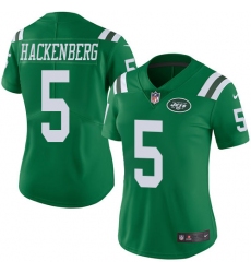 Women's Nike New York Jets #5 Christian Hackenberg Limited Green Rush Vapor Untouchable NFL Jersey