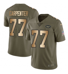 Men's Nike New York Jets #77 James Carpenter Limited Olive/Gold 2017 Salute to Service NFL Jersey