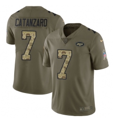 Men's Nike New York Jets #7 Chandler Catanzaro Limited Olive/Camo 2017 Salute to Service NFL Jersey