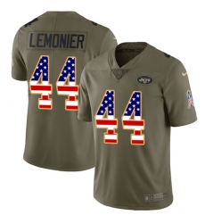 Youth Nike New York Jets #44 Corey Lemonier Limited Olive/USA Flag 2017 Salute to Service NFL Jersey