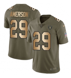 Youth Nike Oakland Raiders #29 David Amerson Limited Olive/Gold 2017 Salute to Service NFL Jersey