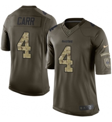 Men's Nike Oakland Raiders #4 Derek Carr Elite Green Salute to Service NFL Jersey