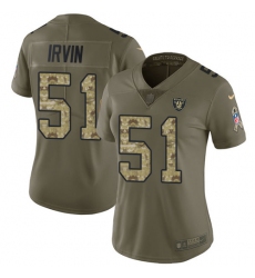 Women's Nike Oakland Raiders #51 Bruce Irvin Limited Olive/Camo 2017 Salute to Service NFL Jersey