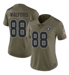 Women's Nike Oakland Raiders #88 Clive Walford Limited Olive 2017 Salute to Service NFL Jersey
